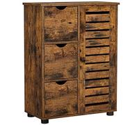 VASAGLE Armario de Suelo de baño, Mueble de Almacenamiento de Madera con 3 cajones, Puerta Individual con 2 estantes Ajustables, para salón, Cocina, Entrada, marrón rústico BBK143X01