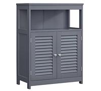 VASAGLE Armario del Baño, Mueble Baño, Armario de Cocina, Organizador con Compartimiento Abierto, Armario Almacenaje con 2 Puertas, 30 x 60 x 80 cm, Gris BBC040G01