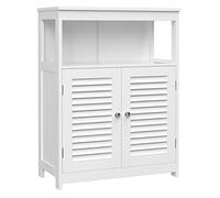 VASAGLE Armario del baño, Mueble baño, auxiliar, Organizador con 2 puertas de persianas, sala de estar, cocina, entrada, Blanco BBC40WT