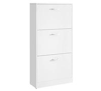 VASAGLE Armario para Zapatos con 3 Compartimientos Zapatero con 3 Niveles Blanco Ajustable-Entrada de Puerta Pasillo Sala de Estar Dormitorio 60 x 24 x 120 cm LBC03WT, Madera de ingeniería