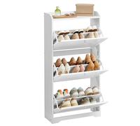 VASAGLE Armario Zapatero con 3 Solapas, Zapatero, Zapatero, Estante Superior, Divisor Ajustable, para hasta 12-20 Pares de Zapatos, Pasillo, 24 x 60 x 121,2 cm, Color Blanco Nube LBC036WB01