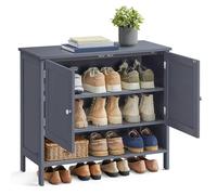VASAGLE Armario Zapatero de 4 Niveles, Estante Regulable en Altura | Organizador Zapatero Rústico Moderno, 35 x 80 x 70 cm, Entrada, Gris Pizarra, Colección LIRY LBC044G01