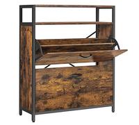 VASAGLE Armario Zapatero, Organizador de Zapatos con 2 Compartimentos Abatibles, para 10-16 Pares de Zapatos, a Prueba de Polvo, 30 x 80 x 95 cm, Entrada, Marrón Rústico y Negro LBS801B01