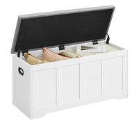 VASAGLE Banco Arcón con Tapa, 2 Bisagras de Seguridad, 100 x 40 x 49 cm | Banco Zapatero, Estilo Rústico, para Recibidor, Dormitorio, Salón, Blanco Nube y Gris Paloma, Colección SIREN LSB068W101