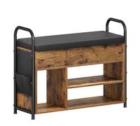 VASAGLE Banco de zapatos, zapatero, muebles de entrada, almacenamiento interior debajo de la tapa, bolsillos de poliuretano, asas prácticas, para entrada, sala de estar, dormitorio, marrón rústico y