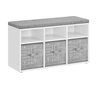 VASAGLE Banco Zapatero, 6 Compartimentos, 3 Estantes Ajustables, 3 Cajas | Organizador Zapatero Compacto, para Entrada, Pasillo, Armario, Blanco Nube, Colección CUSTOS LSB101W14
