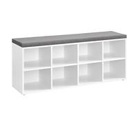 VASAGLE Banco Zapatero, 8 Compartimentos, Asiento Acolchado | Organizador Zapatero, 4 Estantes Ajustables, Compacto, para Entrada, Pasillo, Blanco Nube, Colección CUSTOS LHS238W14