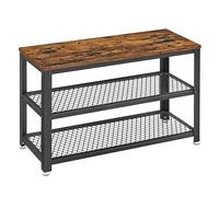 VASAGLE Banco Zapatero, con 2 Estantes, 73 x 30 x 45 cm | Organizador, Acero, Estilo Industrial, para Pasillo, Sala de Estar, Marrón Rústico, Colección DAXTON LBS73X