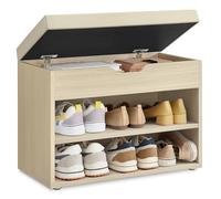 VASAGLE Banco Zapatero con Asiento Tapizado, 3 Compartimentos | Mueble Zapatero, Banco Recibidor, 60 x 30 x 44 cm, Entrada, Beige Natural y Beige Capuchino, Colección CUSTOS LHS020K01