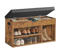 VASAGLE Banco Zapatero con Cojín, de Almacenamiento, 3 Compartimentos | Estantes, Carga de 150 kg, Sala de Estar, Pasillo, Dormitorio, Marrón Rústico, Colección CUSTOS LHS30BX