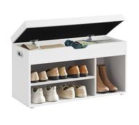 VASAGLE Banco Zapatero con Cojín, de Almacenamiento, 3 Compartimentos | Estantes, Carga de 150 kg, Sala de Estar, Pasillo, Dormitorio, Blanco Nube, Colección CUSTOS LHS30W