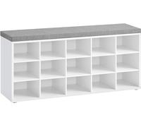 VASAGLE Banco zapatero de 30 x 105 x 48 cm de color blanco y gris