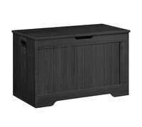 VASAGLE Baúl Almacenaje, Banco para Entrada con 2 Bisagras de Seguridad, Estilo Rústico, 40 x 76 x 48 cm, para Pasillo, Dormitorio, Salón, Gris Antracita LHS011B02