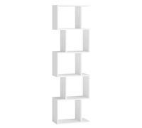 VASAGLE Biblioteca, Librería de 5 Niveles, 24 x 40 x 159 cm, Estantería, Armario de Libros, Moderno, Separador de Espacios, Salón, Dormitorio, Estudio, Oficina, Blanco Mate LBC462W01