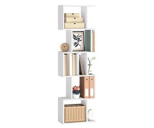 VASAGLE Biblioteca, Librería de 5 Niveles, 24 x 40 x 159 cm, Estantería, Armario de Libros, Moderno, Separador de Espacios, Salón, Dormitorio, Estudio, Oficina, Blanco Mate LBC462W01
