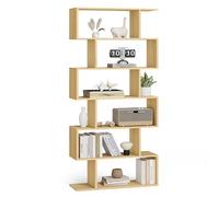 VASAGLE Biblioteca, Librería de 6 Niveles, 24 x 70 x 191,6 cm, Estantería, Armario de Libros, Moderno, Separador de Espacios, Salón, Dormitorio, Estudio, Oficina, Roble Natural LBC061T70
