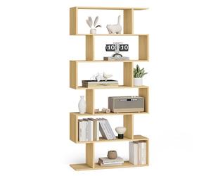 VASAGLE Biblioteca, Librería de 6 Niveles, 24 x 70 x 191,6 cm, Estantería, Armario de Libros, Moderno, Separador de Espacios, Salón, Dormitorio, Estudio, Oficina, Roble Natural LBC061T70