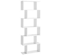 VASAGLE Biblioteca, Librería de 6 Niveles, Estantería de Exposición, Armario de Libros, Separador de Espacios, para Salón, Dormitorio, Estudio, Oficina, Blanco/Greige/Marrón Rústico/Roble Marrón Rústi