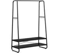 VASAGLE Burro perchero con 2 estantes y 6 ganchos de color negro