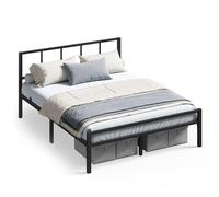 VASAGLE Cama Individual, Marco de Metal, Cabecero, Negro Mate, 135 x 190 cm | Carga de 500 kg, Montaje Fácil, para Dormitorio, Colección Conner RMB296B101