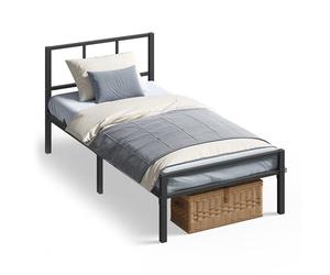 VASAGLE Cama Individual, Marco de Metal, Cabecero, Negro Mate, 90 x 190 cm | Carga de 250 kg, Montaje Fácil, para Dormitorio, Colección CONNER RMB291B101