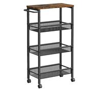 Carro de 4 Niveles Carro Estrecho de Cocina con Ruedas con Asa Marrón Rústico