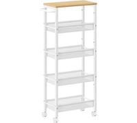 VASAGLE Carro de 5 niveles de 22 x 41 x 99,6 cm de color roble y blanco