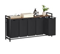 VASAGLE - Cesta de lavandería de 5 compartimentos, cesta para ropa sucia, 5 bolsas extraíbles de tela Oxford, estante, estructura de metal, 5 x 40 L, 143,5 x 33 x 72 cm, negro de tinta y marrón