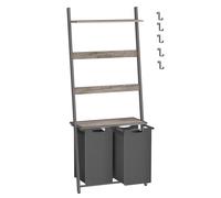 VASAGLE Cesto Doble para Ropa Sucia, Cesto Colada, con Toallero, Estante, Ganchos, 2 Bolsas Extraíbles y Desmontables, 2 x 46 L, 73 x 33 x 177 cm, Greige Brezo y Gris Pizarra BLH221G01