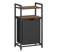 VASAGLE Cesto para Ropa Sucia, 2 Estantes, Bolsa Extraíble, 65 L | Cesta Colada, Bolsa Desmontable, para Baño, Lavandería, Negro Tinta y Marrón Rústico, Colección BRENTA BLH212B01