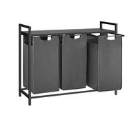 VASAGLE Cesto para Ropa Sucia, Cesta Colada, 3 Bolsas de Tela Oxford Extraíble y Desmontable, Estante, Marco Metálico, 3 x 40 L, 92,5 x 33 x 72 cm, Gris Pizarra y Gris Carbón BLH301G01