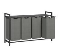 VASAGLE Cesto para Ropa Sucia, Cesta Colada, 4 Bolsas de Tela Oxford Extraíble y Desmontable, Estante, Marco Metálico, 4 x 40 L, 116 x 33 x 72 cm, Gris Pizarra y Gris Carbón BLH401G01