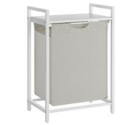 VASAGLE Cesto para Ropa Sucia, Cesta Colada, Bolsa Colada de Tela Oxford Extraíble y Desmontable, Estante, Marco Metálico, 65 L, 50 x 33 x 72 cm, Blanco/Negro y Gris/Marrón Rústico y Negro Marrón Rúst