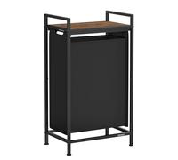 VASAGLE Cesto para Ropa Sucia, Cesta Colada, Bolsa de Tela Oxford Extraíble y Desmontable, Estante, Marco Metálico, 47 L, 42 x 28 x 75 cm, Negro Tinta y Marrón Rústico BLH001B01