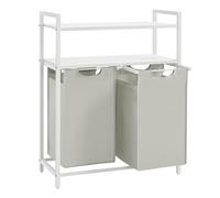 VASAGLE Cesto para Ropa Sucia, Cesta Colada Desmontable con 2 Bolsas Extraíbles, 2 Estantes, 46 L por Bolsa, para Baño, Lavandería, Blanco BLH211W01