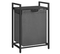 VASAGLE Cesto Ropa Sucia con Estante, 1 Compartimento, 65 L | Cesta Colada, 50 x 33 x 72 cm, Bolsa Extraíble, para Baño, Gris Pizarra y Gris Carbón, Colección BRENTA BLH101G01