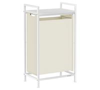VASAGLE Cesto Ropa Sucia con Estante, 47 L | Cesta Colada, 42 x 28 x 75 cm, Bolsa Extraíble, para Baño, Blanco Crema y Blanco Nube, Colección BRENTA BLH001W01