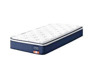 VASAGLE Colchón Individual, 90 x 190 x 25 cm, Colchón Híbrido con Muelles Ensacados, Espuma Viscoelástica con Gel, 7 Zonas de Soporte, Bordes Reforzados, Funda Transpirable, Azul RMZ221QZ02