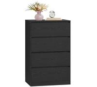 VASAGLE Colección Kailyn - Cómoda de 4 Cajones para Dormitorio, Armario de Almacenamiento, Mueble para Ropa, 40 x 60 x 97,4 cm, Estilo Moderno, Negro Ébano LTS614BE05