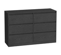 VASAGLE Colección Kailyn - Cómoda de 6 Cajones para Dormitorio, Armario de Almacenamiento, Mueble para Ropa, 40 x 119,4 x 75 cm, Estilo Moderno, Negro Ébano /Blanco Nieve/Amarillo almendra
