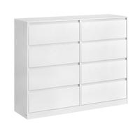 VASAGLE Colección Kailyn - Cómoda de 8 Cajones para Dormitorio, Armario de Almacenamiento, Mueble para Ropa, 40 x 119,4 x 97,5 cm, Estilo Moderno, Blanco Nieve
