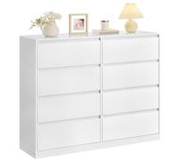 VASAGLE Colección Kailyn - Cómoda de 8 Cajones para Dormitorio, Armario de Almacenamiento, Mueble para Ropa, 40 x 119,4 x 97,5 cm, Estilo Moderno, Blanco Nieve LTS618WE01