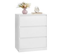 VASAGLE Cómoda de 3 Cajones para Dormitorio, 60 x 40 x 75 cm | Armario de Almacenamiento, Mueble para Ropa, Estilo Moderno Básico, Blanco Nieve, Colección KAILYN LTS613WE01