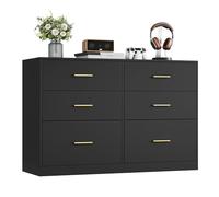 VASAGLE Cómoda para Dormitorio con 6 Cajones, Mueble Almacenaje | Soporte Moderno para TV de Salón, 40 x 119 x 78 cm, Tinta negra, Colección CUSTOS LTS416BC01