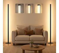 VASAGLE Conjunto de 2 Lámparas de Pie LED, Regulable, 3000K, Negro Mate | Lámpara de Pie para Salón, Luz LED, 10%-100% Regulable, 1200LM Luz Cálida, Colección LUSIA LFL023BD02-2J