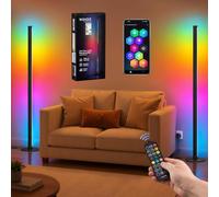VASAGLE Conjunto de 2 Lámparas de Pie LED, RGB, Inteligente, Negro Mate | Lámpara de Pie para Salón, Luz LED, Sincronización de Música, Control por APP, Colección LUSIA LFL025BD02-2J