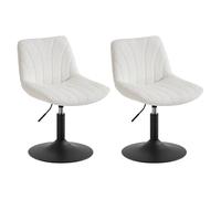VASAGLE Conjunto de 2 Sillas de Tocador con Respaldo, Blanco Crema | Taburetes de Cocina, Altura Ajustable, 43,0 x 46,5 x (65,5-77,5) cm, Colección TYRA