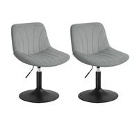 VASAGLE Conjunto de 2 Taburetes con Respaldo, Terciopelo, Gris | Taburetes Altos de Cocina, Giratorios 360°, Altura Ajustable, para Tocador, Colección TYRA
