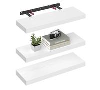 VASAGLE Conjunto de 3 Estantes de Pared, Blanco, 60 x 20 x 3,8 cm | Estantería Blanca, Baldas Flotantes de Pared, Carga de 10 kg, para Salón, Cocina