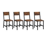 VASAGLE Conjunto de 4 Sillas de Comedor, Acero | Sillas Cocina, Mueble Comedor, Sillas de Comedor Modernas, Marrón Rústico y Negro Mate